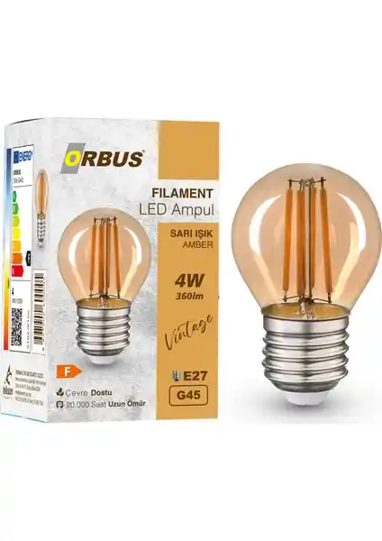 Orbus GA45 4W Filament Ampul Modern Tasarım ve Enerji Verimliliği Sağlar