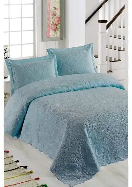 Örtüm Sarmaşık Çift Kişilik Düz Renk Yatak Örtüsü Turkuaz Modern Tasarım ve Dayanıklılık