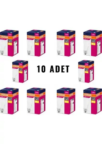 Osram LED Value 8.5W Sarı Işık Ampul 10'lu Paket Modern ve Enerji Verimli Aydınlatma Çözümü