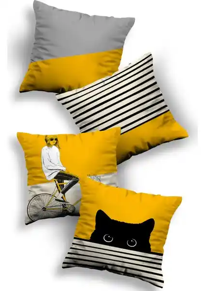 Ottoson 4'lü Özel Tasarım Dekoratif Kırlent Kılıfı Ev Dekorasyonunda Şıklık ve Fonksiyonellik