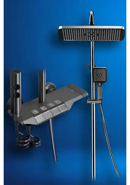 Oxy Aqua Piyano 5 Fonksiyonlu Siyah Robot Duş Seti Modern Banyolar İçin Tasarlandı