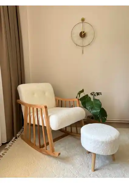Öz Kısmet Mobilya Teddy Sallanan Ahşap Berjer ile Şıklık ve Konforu Bir Arada Yakalayın