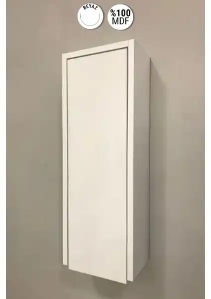 Özceden Çok Amaçlı Banyo Boy Dolabı 70 cm MDF Parlak Beyaz Modern Tasarım
