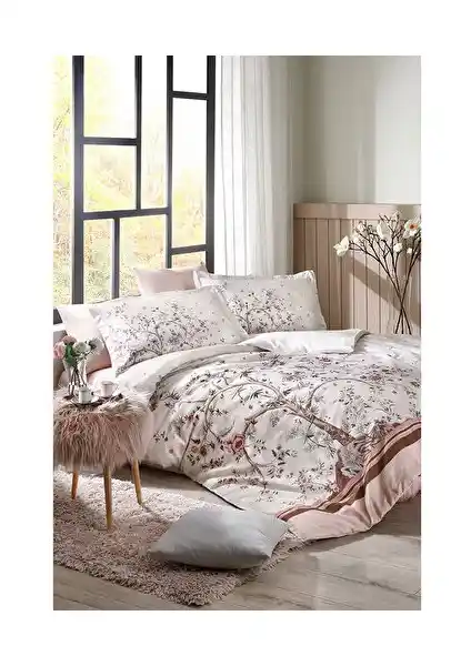 Özdilek Albero In Fiore Çift Kişilik Lastikli Fitted Çarşaf ve Nevresim Takımı