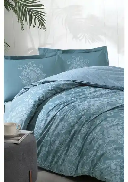 Özdilek Antico Çift Kişilik Ranforce Nevresim Takımı Petrol Renkli Modern Tasarım