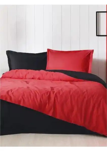 Özdilek Colormix Düz Tek Kişilik Nevresim Takımı Kırmızı Siyah Modern Tasarım ve Yüksek Kalite