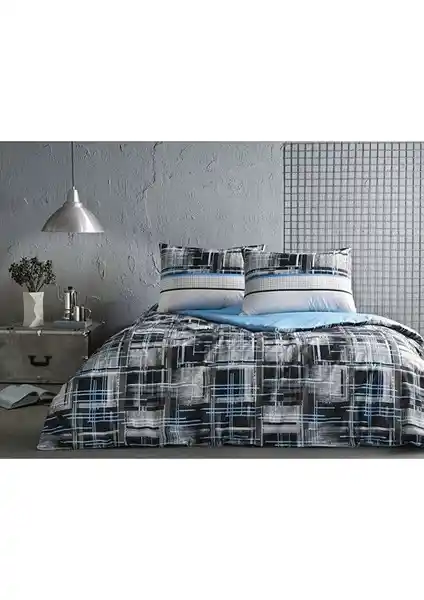 Özdilek Cuadrado Mavi Çift Kişilik Nevresim Seti Modern ve Şık Tasarımıyla Yatak Odanıza Renk Katar