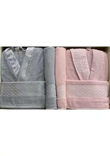 Özdilek Elissa Aile Bornoz Seti Gri Pudra Yüksek Kalite ve Konfor Sağlar