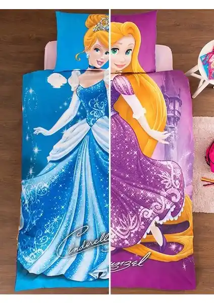 Özdilek Lisanslı Çift Taraflı Nevresim Takımı Rapunzel ve Cinderella Teması