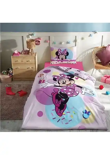 Özdilek Minnie Mouse Happy Tek Kişilik Nevresim Takımı Renkli ve Dayanıklı Tasarım