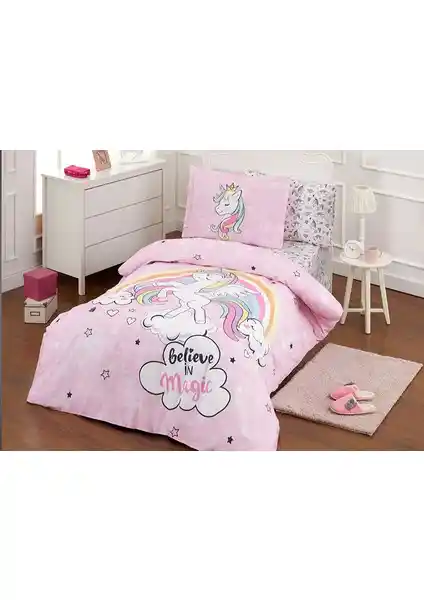 Özdilek Unicorn Tek Kişilik Pembe Nevresim Takımı Çocuk Odası İçin Estetik ve Dayanıklı