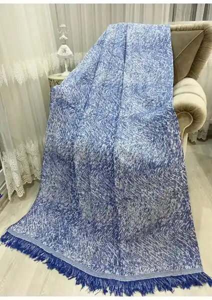 Özlü Home Lüks Pamuklu Koltuk Çekyat Örtüsü Saks Mavi 175x225 cm Modern ve Dayanıklı Tasarım