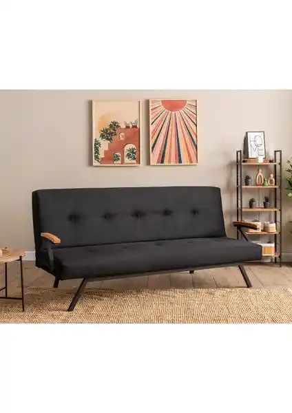 Pafu Zven Üçlü Yataklı Koltuk Siyah Modern ve Çok Fonksiyonlu Mobilya Seçeneği