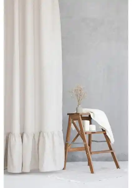 Pamuk İdea Fırfırlı Buldan İşi Sade Pamuklu Keten Fon Perde - Doğal ve Rustik Tasarım