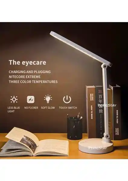 Peakstar Şarjlı Dokunmatik LED Masa Lambası Modern Tasarım ve Çok Yönlü Kullanım