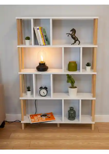 Peka 5 Raflı Modern Dekoratif Kitaplık: Estetik ve İşlevselliğin Birleşimi