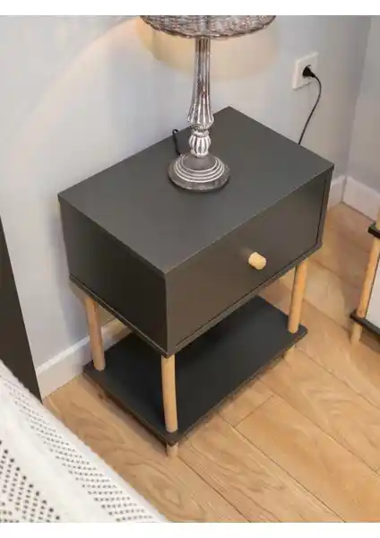 Peka Düşer Kapaklı Raflı Modern Komodin Yatak Odası İçin Şık ve Kullanışlı Tasarım