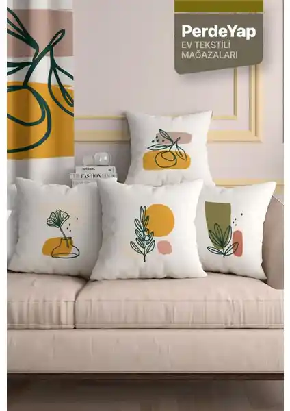 PerdeYap 4’lü Dijital Baskılı Kırlent Kılıfı Seti Modern ve Dayanıklı Tasarım