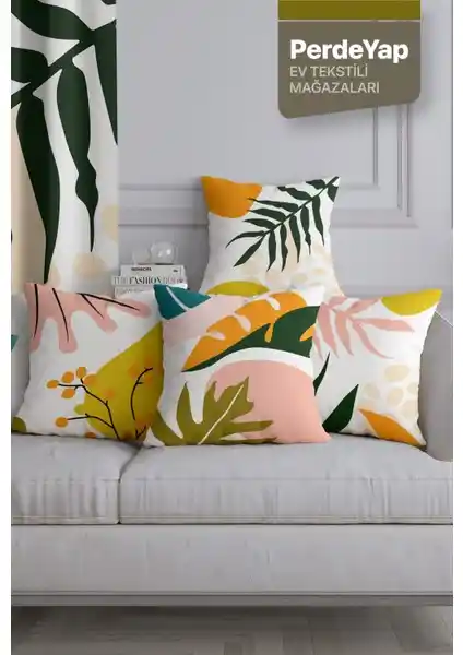PerdeYap Tropikal Orman Çiçekleri Desenli Kırlent Kılıfı Ev Dekorasyonuna Doğal ve Canlı Bir Dokunuş