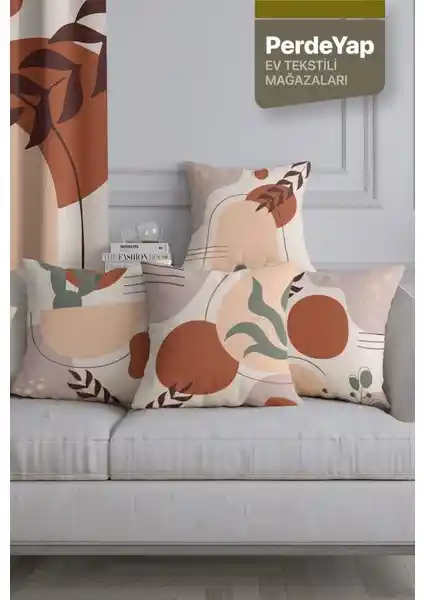 PerdeYap Yaz Esintisi ve Çiçekleri Desenli 4'lü Dijital Baskılı Kırlent Kılıfı