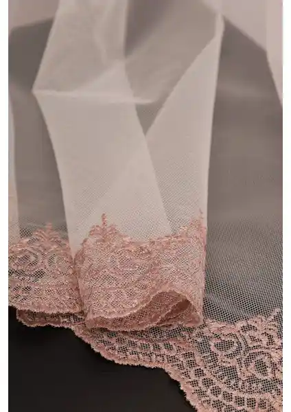 Perhal Etek İşlemeli Grek Pembe Renk Tül Perde Modern ve Şık Tasarım Özellikleri