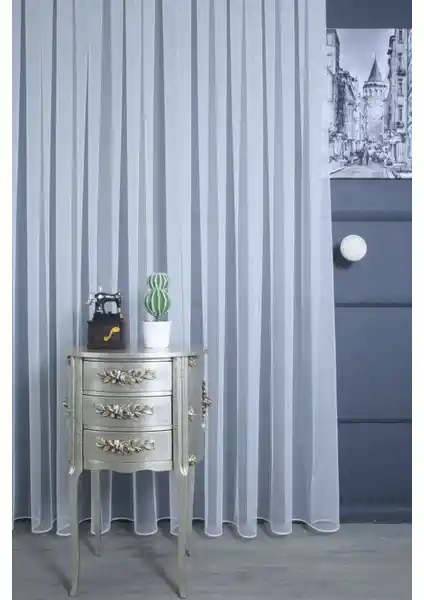 Perhal Grek Petek Zeminli Tül Perde 150x250 cm Şık ve Dayanıklı Ev Perdesi