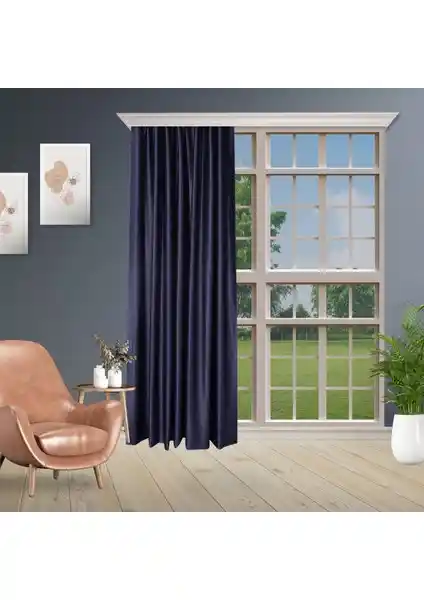 Perhal Lacivert Black Out Karartma Perde Yatak Odası ve İç Mekanlar İçin Modern Tasarım