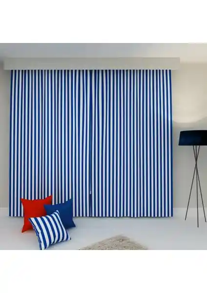 Perhal Mavi Beyaz Çizgili Balkon Perdesi: Estetik ve Dayanıklı Gölgelik Çözüm