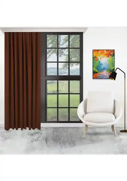 Perhal Tek Kanat Kahverengi Renk Ada Pilesiz Fon Perde: Modern ve Dayanıklı Dekorasyon Çözümü