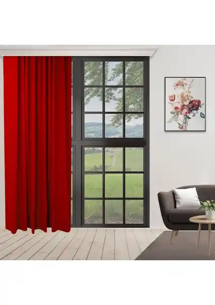 Perhal Tek Kanat Kırmızı Renk Ada Pilesiz Fon Perde Modern ve Şık Tasarım Özellikleri