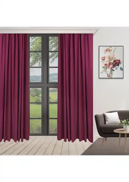 Perhal Tek Kanat Mürdüm Renk Ada Pilesiz Fon Perde Modern ve Şık Tasarım Çözümü