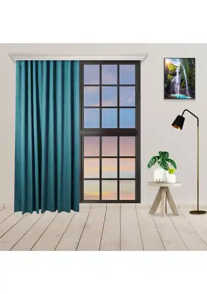 Perhal Tek Kanat Petrol Mavi Renk Ada Pilesiz Fon Perdeleri Modern ve Şık Dekorasyon Unsuru