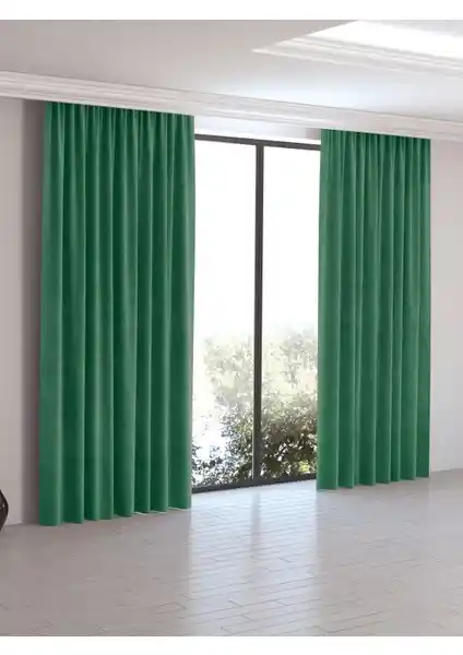 Perle Home Daily Seri Zümrüt Yeşili Ada Fon Perde Modern Tasarım ve Dayanıklılık