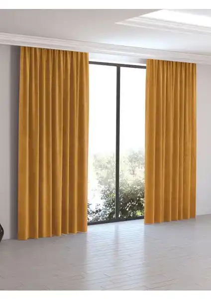 Perle Home Daily Series Safran Rengi Ada Fon Perde Modern ve Şık İç Mekan Dekorasyonu İçin
