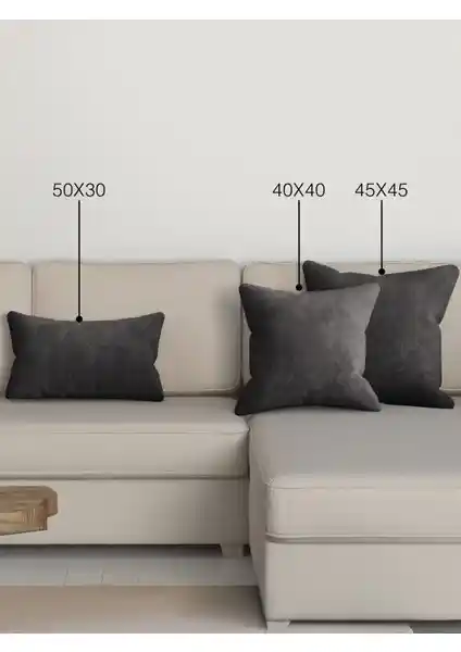 Perle Home Daily Serisi Gri Renk Kırlent Yastık Kılıfı Modern Dekorasyon İçin Uygun