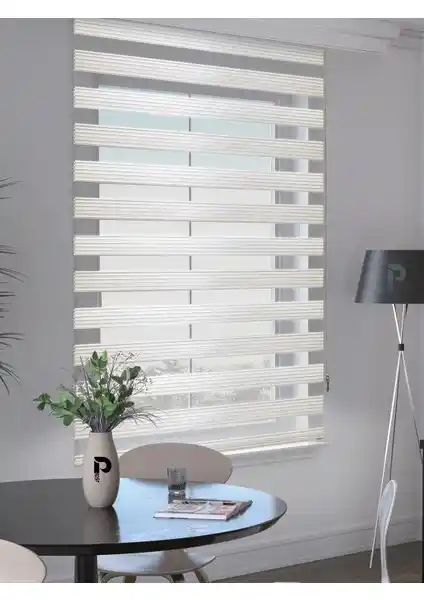 Perle Pleat Symphony Ekru Zebra Perde: Modern Dekorasyon İçin Dayanıklı ve Şık Tasarım