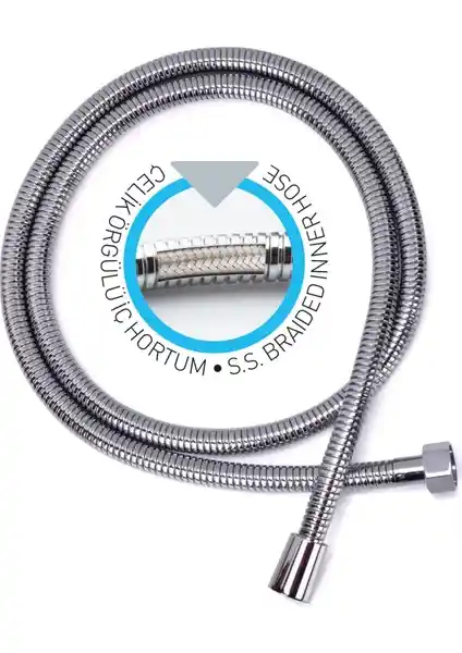 Pesen Chroma Duş Hortumu 1/2K-1/2 200 Cm Dayanıklı ve Estetik Tasarım