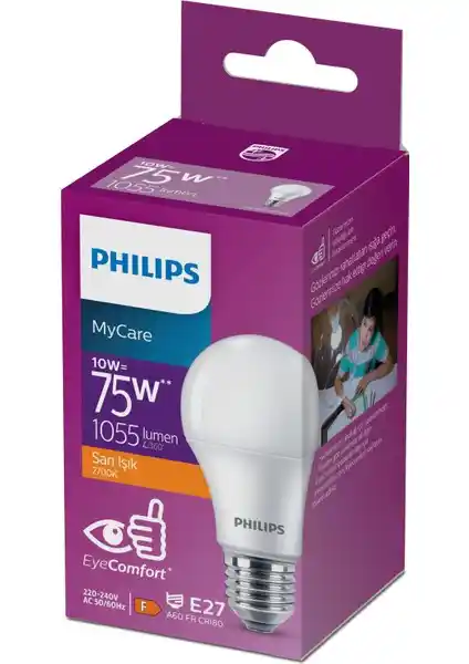 Philips LED 10-75W AMPUL 2700K Sarı Işık: Evde Sıcak ve Davetkar Atmosfer Yaratıcı Aydınlatma Çözümü