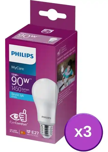 Philips LED 13W Ampul 6500K Beyaz Işık Enerji Tasarrufu ve Uzun Ömürlü Aydınlatma