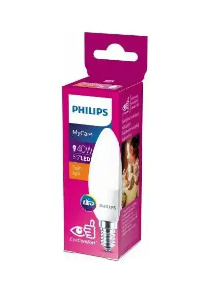 Philips LED 40W Mum Ampul E14 Duy Sıcak Işık Enerji Tasarrufu Modern Tasarım