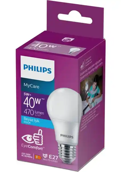 Philips LED 5-40W Ampul Beyaz Işık 6500K Dayanıklı ve Enerji Tasarruflu Aydınlatma Çözümü