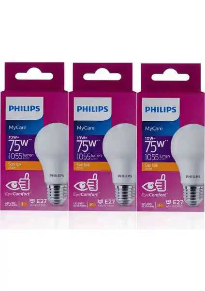 Philips LED Ampul 10-75W E27 Sarı Işık 1055 Lümen Enerji Tasarruflu ve Estetik Tasarım