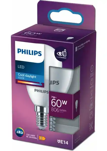Philips LED Ampul 60W E14 İnce Duy Beyaz Işık ile Enerji Tasarrufu ve Estetik Sağlar