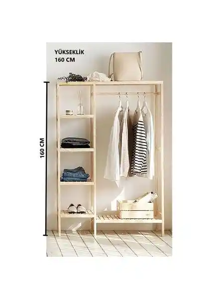Pinoxi Ahşap Açık Gardırop: Doğal ve Şık Depolama Çözümü