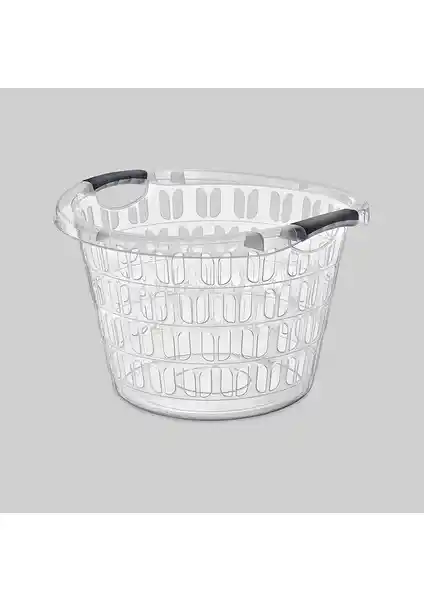 Poly Time Yuvarlak Şeffaf Çamaşır Sepeti 33 Litre dayanıklı ve ergonomik tasarım