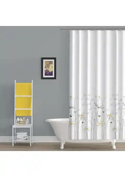 Prado Daisy Banyo Perdesi 180x200 cm, Şık ve Dayanıklı Polyester Duş Perdesi