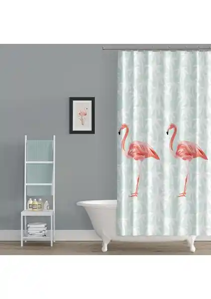Prado Flamingos Banyo Perdesi 180x200 cm, Su Geçirmez ve Estetik Tasarım