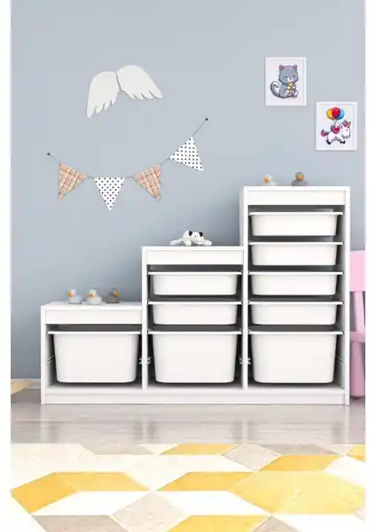 Pratico Swiss Beyaz Sepetli Çok Amaçlı Dolap Modern ve Fonksiyonel Depolama Çözümü