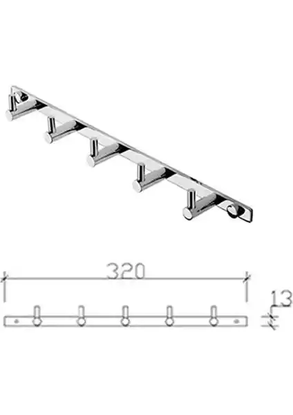 Prima 5'li Askılık Seti Modern ve Dayanıklı Banyo Aksesuarı, Estetik ve Fonksiyonel Tasarım