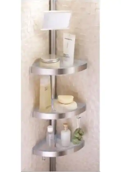 Primanova Alüminyum Yaylı Banyo Köşe Rafı Aynalı N06 - Modern ve İşlevsel Tasarım